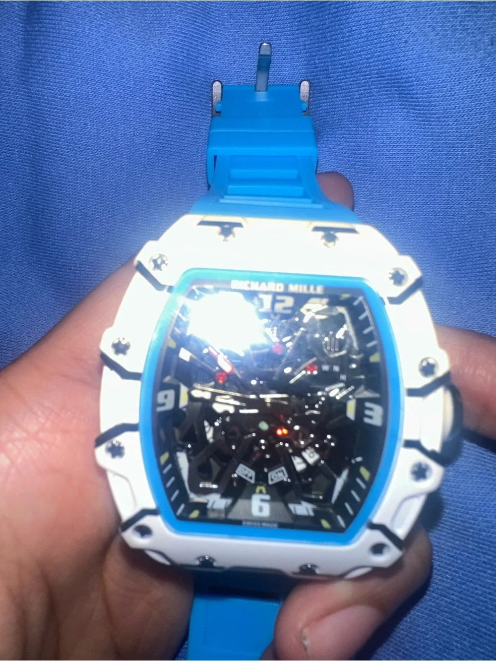 Blue and White Sport Watch